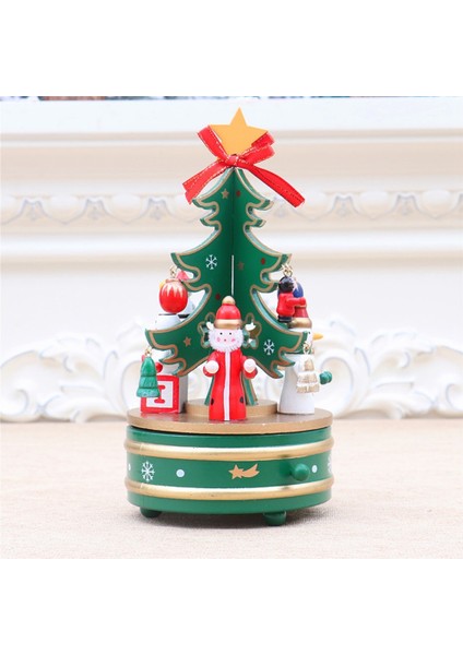Noel Süslemeleri Noel Ahşap Dönen Müzik Kutusu Noel Ağacı Şekli Ev Partisi Dekoru Süs Yeşil (Yurt Dışından) fiyatları