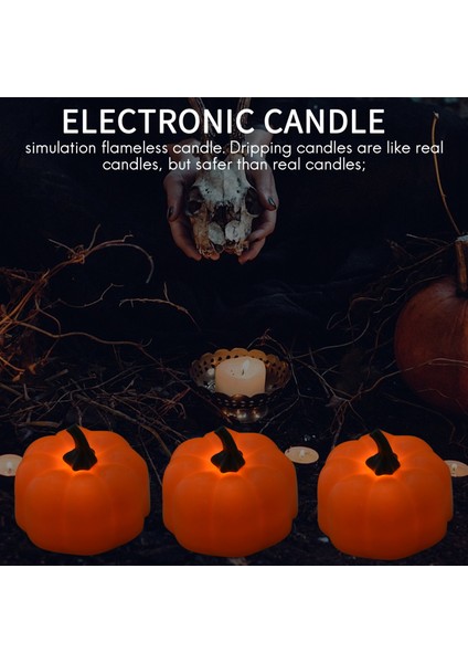 12 Takım Cadılar Bayramı Dekorasyon Parti Atmosferi Düzeni LED Elektronik Mum Işığı Simülasyon Aydınlık Kabak Fener, A,(Yurt Dışından)