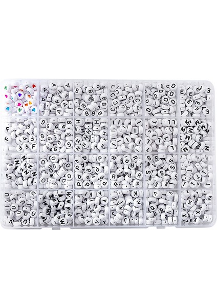 1200 Adet Az Beyaz Düz Yuvarlak Siyah Mektup Ingilizce Alfabe Akrilik Boncuk Seti Dıy Takı Bilezikler Kolye Yapımı (Yurt Dışından)