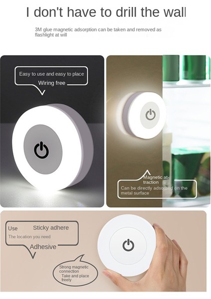 LED Dokunmatik Sensör Gece Işıkları 3 Mod Manyetik Taban Duvar Lambası USB Şarj Edilebilir Yuvarlak Taşınabilir Karartma Yumuşak Işık Sıcak,(Yurt Dışından) fırsatları