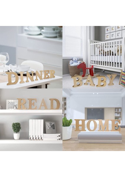 43 Adet Ahşap Harfler, Bitmemiş Ahşap Harfler Dekoratif Ayakta Harfler Dilimleri Tabela Dekorasyon Zanaat Ev Için (Yurt Dışından) modelleri