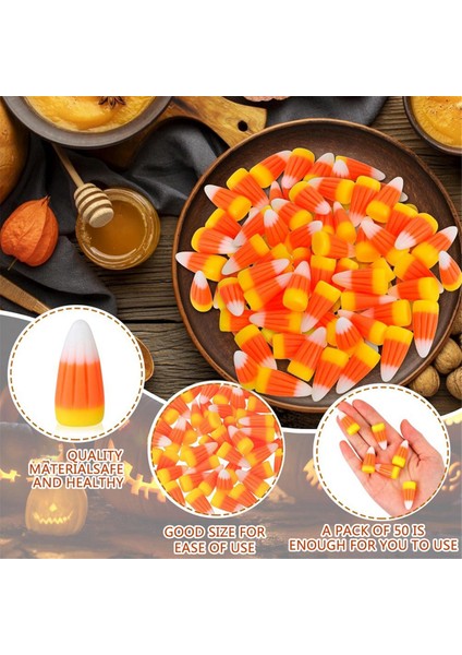 50 Adet Cadılar Bayramı Reçine Şeker Mısır Yapay 3D Şeker Mısır Boncuk Güz Sahte Mısır Scrapbooking Bezemeler (Yurt Dışından)