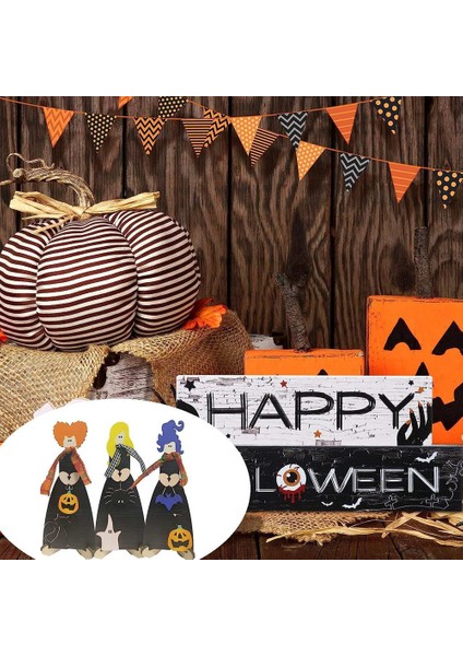 3 Adet Mini 3D Cadılar Bayramı Ahşap Tabelalar Standı ile 7.9 Inç x 3.15 Inç Dekoratif Tabela Masa Üstü Sanat Dekoru Ahşap Bloklar (Yurt Dışından) modelleri