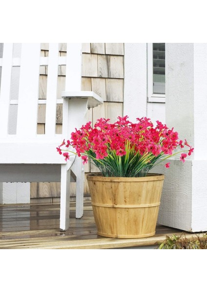 8 Paketler Açık Hava Çiçekleri Sahte Plastik Bitkiler Bahçe Ev Düğün Çiftlik Evi Dekoru (Gül Kırmızı) (Yurt Dışından) modelleri