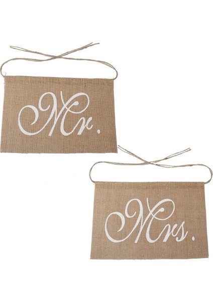 Bay ve Bayan Çuval Bezi Sandalye Afiş Seti Sandalye Işareti Çelenk Rustik Düğün Fotoğraf Arka Plan Zemin Parti Sandalye Dekorasyon (Yurt Dışından)