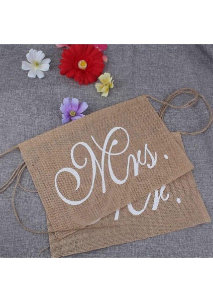 Bay ve Bayan Çuval Bezi Sandalye Afiş Seti Sandalye Işareti Çelenk Rustik Düğün Fotoğraf Arka Plan Zemin Parti Sandalye Dekorasyon (Yurt Dışından) fırsatları