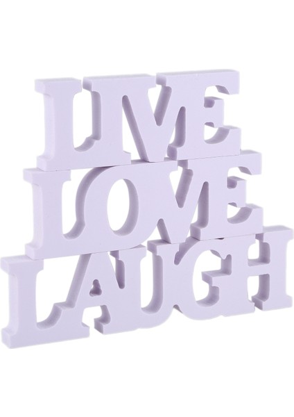 3 Adet Canlı Aşk Laugh Düğün Dekorasyonu Için Ahşap Harfler (Beyaz) (Yurt Dışından)
