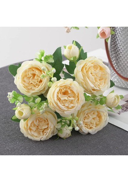 Dekorasyon Için 3 Demet Yapay Çiçek Gül Sahte Buket Dekor Çiçek Düzenlemeleri Düğün Şampanya (Yurt Dışından) fırsatları