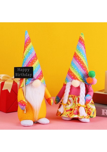 Gökkuşağı Şapka Yüzü Olmayan Rudolph Bebek Doğum Günü Düzenlemesi Süslemeleri Gnome Aile Masa Bebekleri Erkek (Yurt Dışından) indirimleri