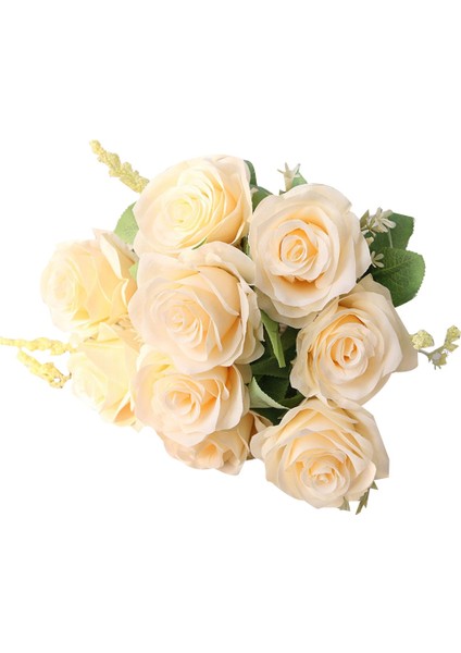 Yapay Mavi Güller Çiçekler Ipek Gül Çiçek Buketi Ev Bahçe Dekorasyon Düğün Güller Şampanya (Yurt Dışından)