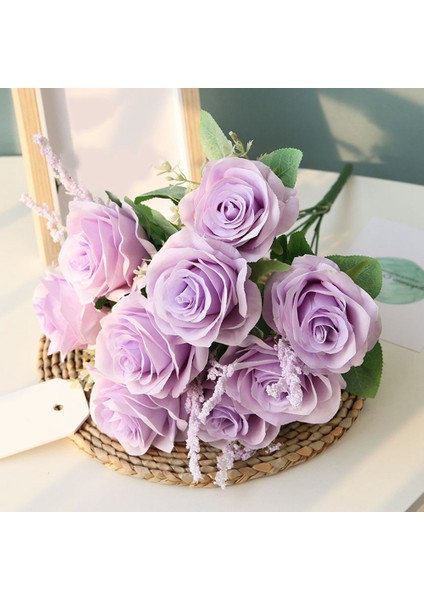 Yapay Mavi Güller Çiçekler Ipek Gül Çiçek Buketi Ev Bahçe Dekorasyon Düğün Güller Şampanya (Yurt Dışından) fırsatları