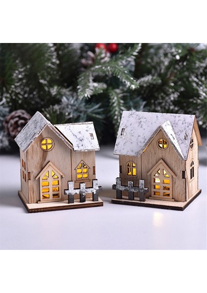 Noel-Köy Evi Dekor Ahşap Rustik Dekor Işık ile Noel Fener Dekor Köy Koleksiyonu Için Noel Süsleri (Yurt Dışından)