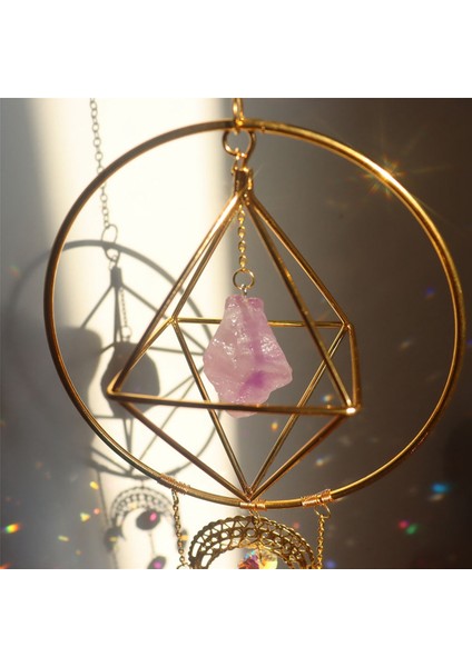 Amathyst, El Yapımı Altın Kaplama Ay Evresi Güneş Tuzağı, Renkli Kristal Güneşlik, Prizma Güneşlik, Pencere Askısı (Yurt Dışından) modelleri