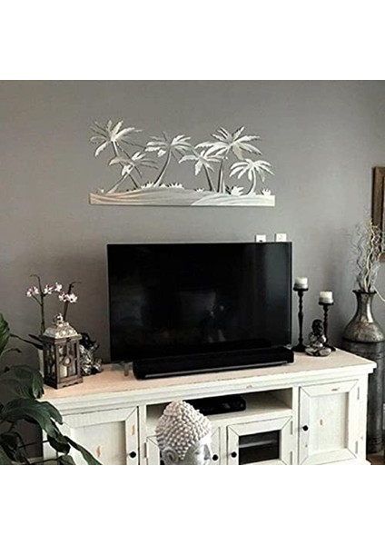 Palm On Beach Metal Duvara Monte Süs Ev Plaj Sahnesi Metal Sanat Çelik Duvar Dekor Burcu (Yurt Dışından) modelleri