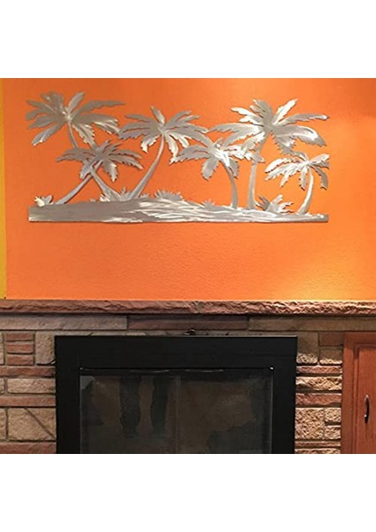 Palm On Beach Metal Duvara Monte Süs Ev Plaj Sahnesi Metal Sanat Çelik Duvar Dekor Burcu (Yurt Dışından) indirimleri