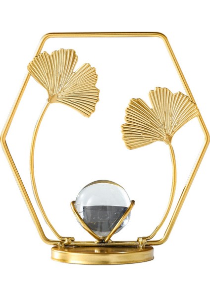 Ginkgo Biloba Kristal Top Süsler Oturma Odası Ofis Ferforje Dekorasyon Avrupa Dekoratif Metal El Sanatları (Yurt Dışından)