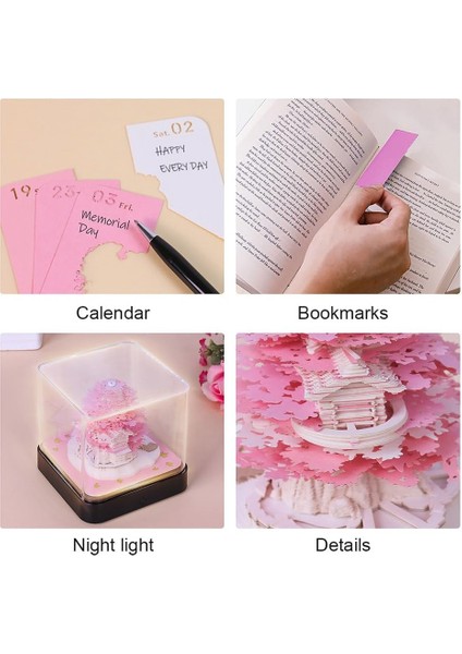 2024 Takvim Bloknot, LED Işıkları ile Masa Takvimi 3D Not Defteri Kağıt Oyma Hediye Ofis Için Masaüstü Dekorasyon A (Yurt Dışından) fiyatları