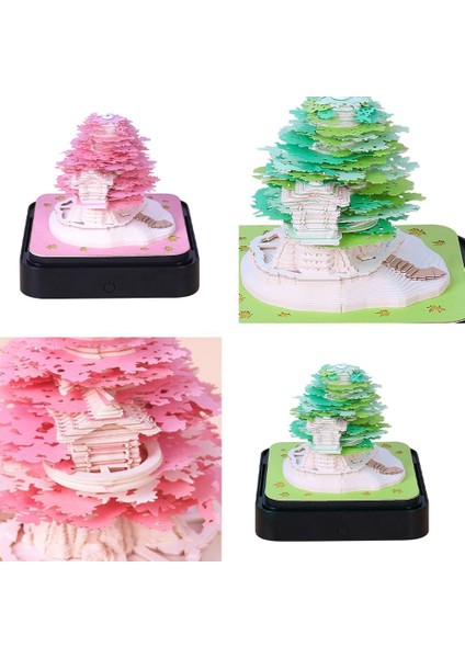 2024 Takvim Bloknot, LED Işıkları ile Masa Takvimi 3D Not Defteri Kağıt Oyma Hediye Ofis Için Masaüstü Dekorasyon A (Yurt Dışından) indirimleri