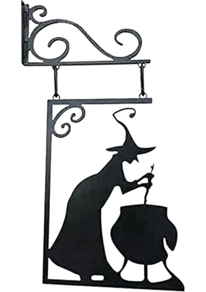 Cadılar Bayramı Cadı Kazanı Siluet Duvar Dekoru, Metal Cadı Kazanı Duvar Asılı Süsleme, Asılı Duvar Sanatı Ev Dekor (Yurt Dışından)