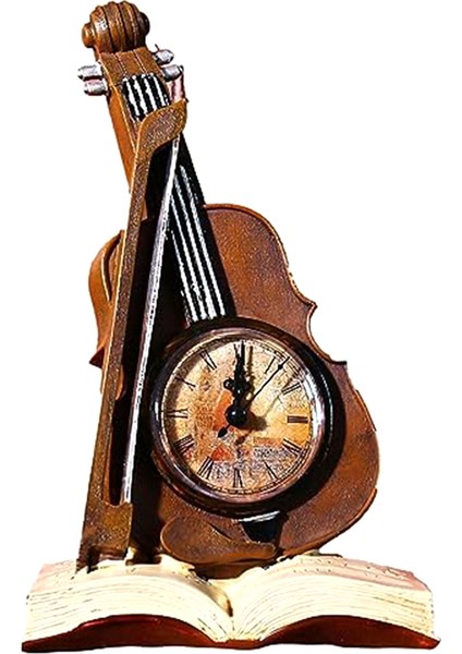 Estetik Dijital Saat Minyatür Keman Dekorasyonu, Vintage Keman Modeli, Masa Dekorasyonu Için Masa Saatleri, Craft Kırmızı (Yurt Dışından)