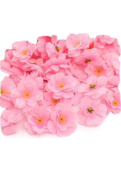 100 Adet Yapay Kiraz Çiçeği Kafaları Ipek Çiçek Kafa Yaprakları Dekor Gelin Saç Klipleri Bantlar Dıy Aksesuarları (Yurt Dışından)
