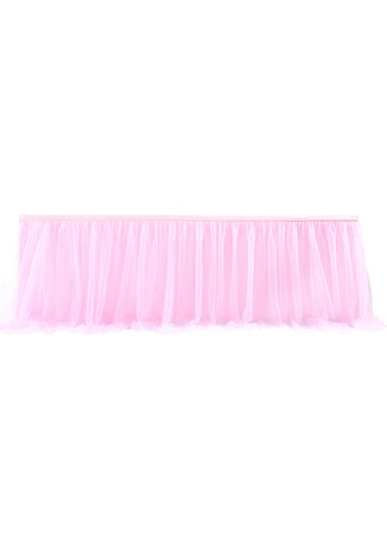 Tül Masa Etek Masa Örtüsü Pembe Doğum Günü Düğün Dekor Masa Örtüsü Kek Tatlı Aranjmanı (8ft) (Yurt Dışından)