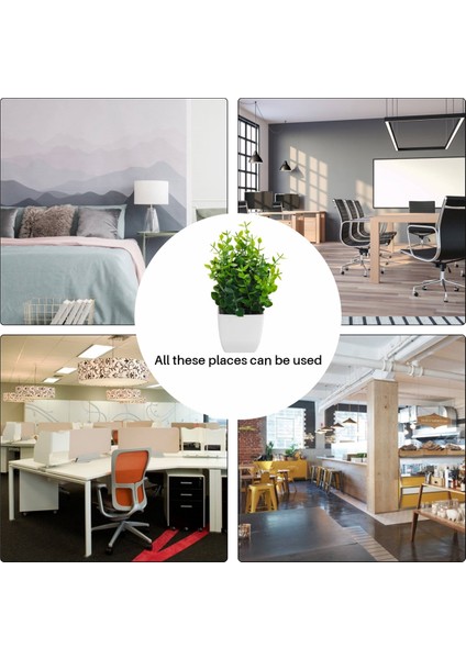 Paket Saksılarda Bitkiler Yapay Okaliptüs Bitki Mini Saksı Sahte Bitkiler Kapalı Küçük Plastik Buğday Çimi Çalılar (Yurt Dışından)