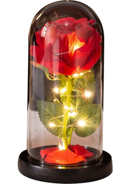 Ev B Için Dekor Düğün Yeni Yıl Hediyeleri Için Cam Günü'nde LED Ebedi Gül (Yurt Dışından)