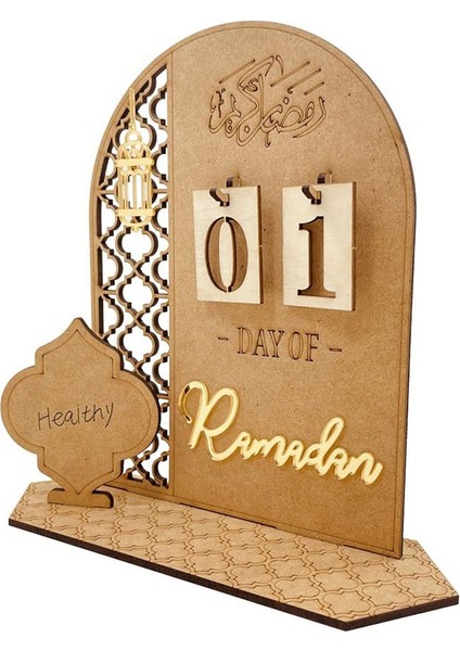 Ahşap Ramazan Takvimi Süslemeleri - Ahşap Geri Sayım Takvimleri Süslemeleri 30 Gün Eid Mubarak, Stil 1 (Yurt Dışından)