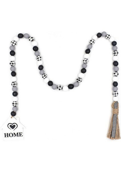 Adet Siyah ve Beyaz Ahşap Boncuk Çelenk Saçak ile Rustik Çiftlik Evi Ahşap Boncuklar Süs Aile Için Noel (Yurt Dışından) fiyatları