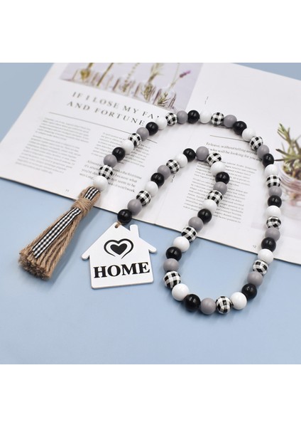 Adet Siyah ve Beyaz Ahşap Boncuk Çelenk Saçak ile Rustik Çiftlik Evi Ahşap Boncuklar Süs Aile Için Noel (Yurt Dışından) modelleri