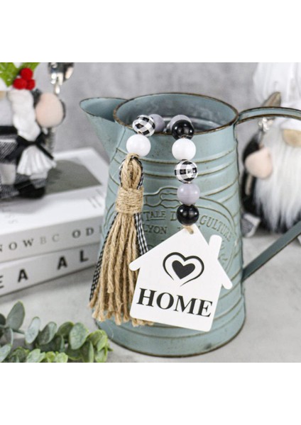 Adet Siyah ve Beyaz Ahşap Boncuk Çelenk Saçak ile Rustik Çiftlik Evi Ahşap Boncuklar Süs Aile Için Noel (Yurt Dışından) fırsatları