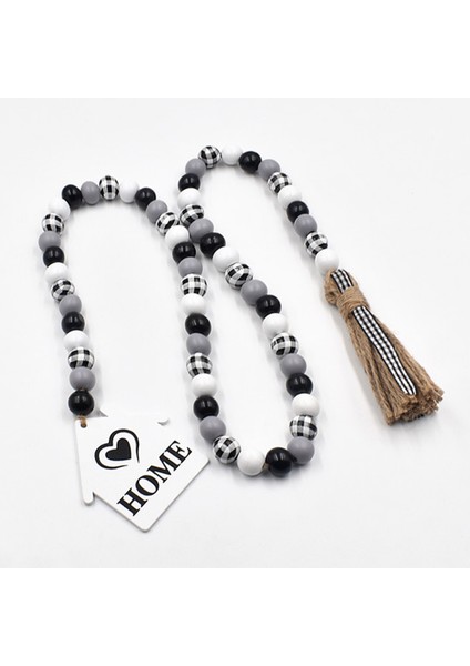 Adet Siyah ve Beyaz Ahşap Boncuk Çelenk Saçak ile Rustik Çiftlik Evi Ahşap Boncuklar Süs Aile Için Noel (Yurt Dışından) indirimleri