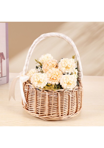 Dokuma Rattan Depolama Sepeti Çiçek Kız El Sepeti Yay ile El Yapımı, S,организаторы Кухни (Yurt Dışından)