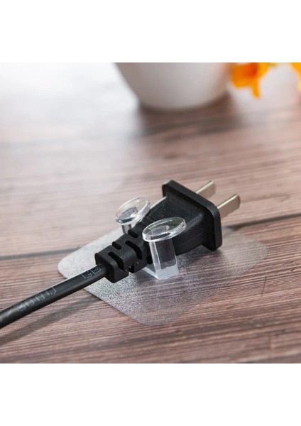 4'lü Güçlü Yapışkanlı Fiş,kablo Tutucu Düzenleyici Organizer Askı