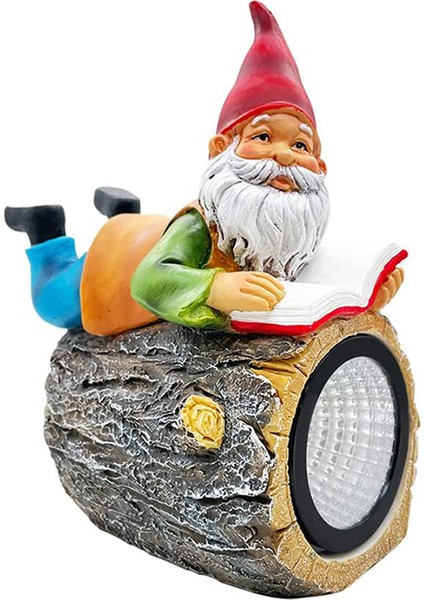 Güneş Bahçe Gnome Dekor-Eğlenceli Okuma Gnomish Reçine Heykeli Çim Veranda Balkon Sundurma Için Güneş Lambası (Yurt Dışından)
