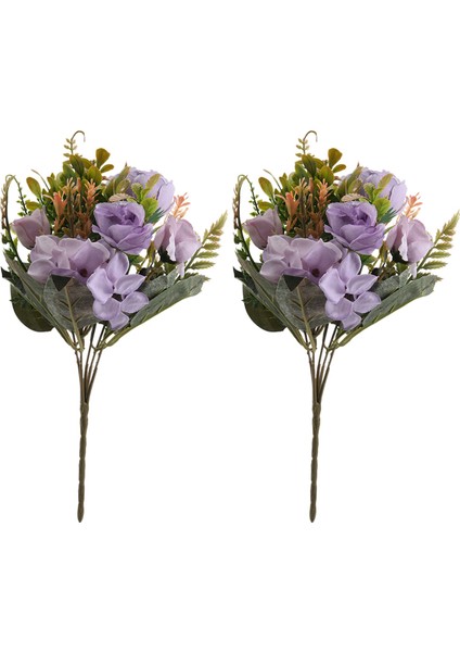 , 2 Adet Ipek Ortanca Çiçek Buketi Çiçek Aranjmanları Masa Centerpieces (Mor) (Yurt Dışından)