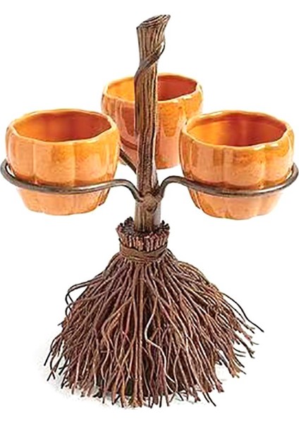 Meyve Salatası Aperatifleri Cadılar Bayramı Partisi Servisi Için Süpürge Üzerinde Sevimli Cadılar Bayramı Reçine Balkabağı Kaseleri (Yurt Dışından)