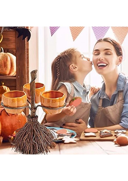 Meyve Salatası Aperatifleri Cadılar Bayramı Partisi Servisi Için Süpürge Üzerinde Sevimli Cadılar Bayramı Reçine Balkabağı Kaseleri (Yurt Dışından) indirimleri