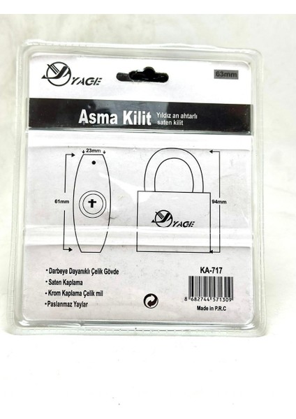 Enka Asma Kilit 60 mm Çivi Fiam Anahtarlı
