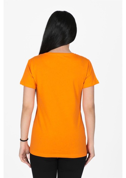 Yıldırım Baskılı V Yaka Tshirt Oranj