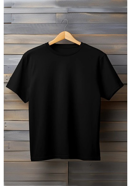 Atatürk Desenli Dijital Imzalı Siyah Basic T-Shirt