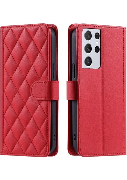 Samsung Galaxy S21 Ultra Manyetik Kafes El Kayışı Kartı Için Telefon Kılıfı (Yurt Dışından)