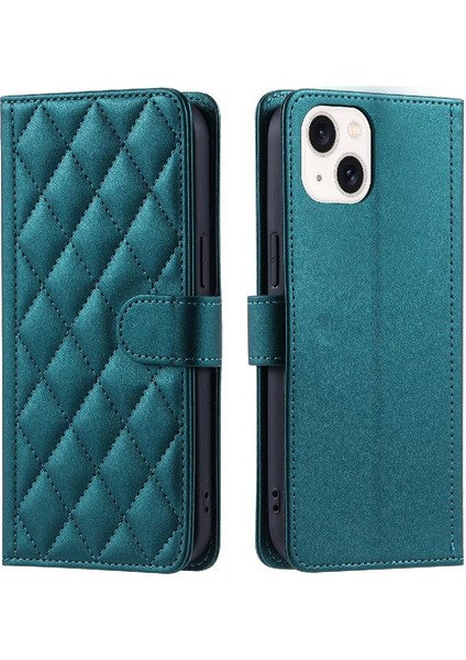 Iphone 15 Için Telefon Kılıfı Artı Kafes Manyetik El Kayışı Kart Yuvaları Flip (Yurt Dışından)