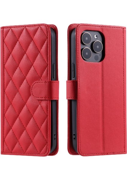 Telefon Kılıfı Için iphone 15 Pro Manyetik El Kayışı Flip Folio Cüzdan Kart (Yurt Dışından)