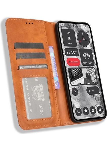 Nothing Kılıf Telefon 2 Pu Deri Manyetik Kapatma Cüzdan (Yurt Dışından)