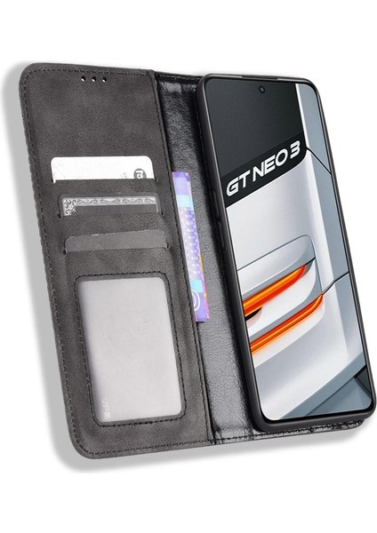 Realme Gt Neo 3 Manyetik Kapatma Cüzdan Pu Deri Için Kılıf (Yurt Dışından)