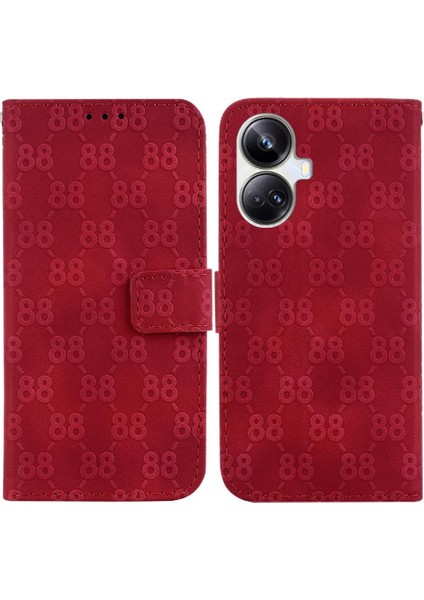 Realme 10 Pro Artı Pu Deri Kart Tutucu Için Telefon Kılıfı Çift 8 Kabartmalı (Yurt Dışından)