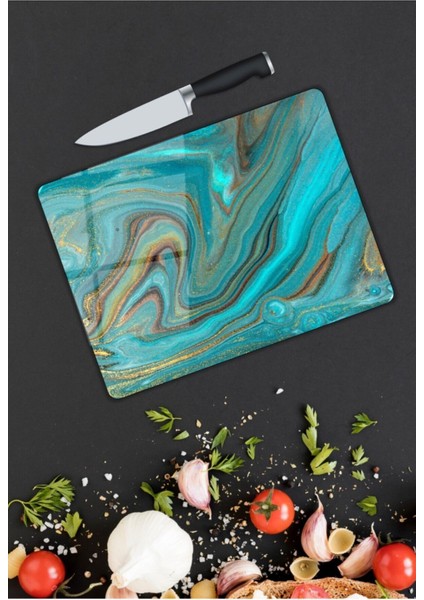 Renkli Tuval | Cam Kesme Tahtası | 25 x 35 cm