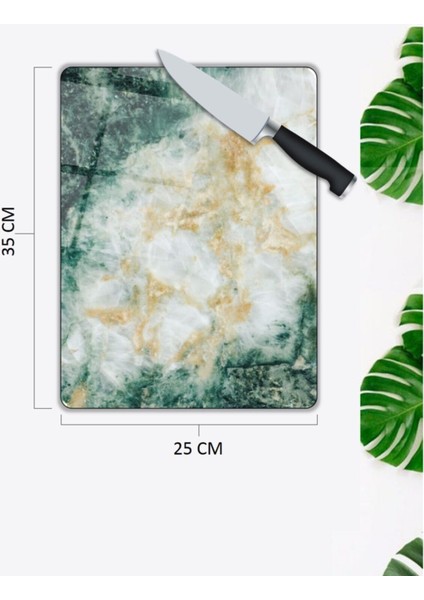 Yeşil Mermer Görünümlü Cam Kesme Tahtası 25 x 35 cm fiyatları